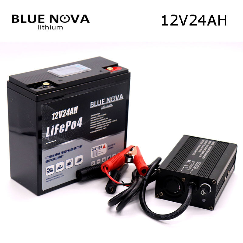 Super cycle 12v24ah bluenova lithium battery with lcd gauge confident with 10year warranty
