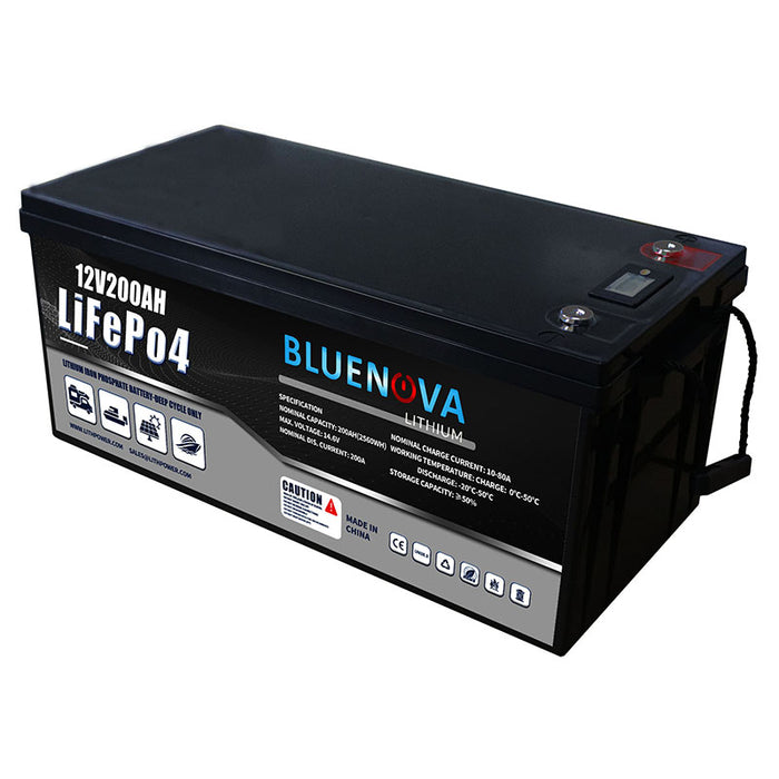 10-year Warranty Tough BlueNova Lithium 12v200ah LiFePo4 RV Battery Built to Last