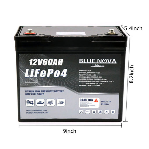 bluenova lithium 12v60ah trolling battery size