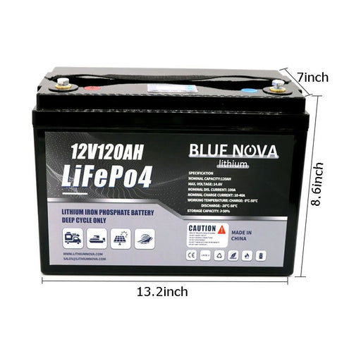 Bluenova 12v120ah lithium battery size