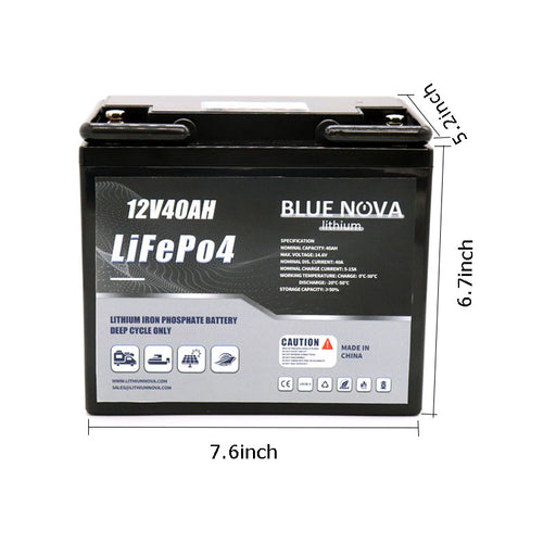 bluenova lithium 12v40ah lifepo4 kayak battery size